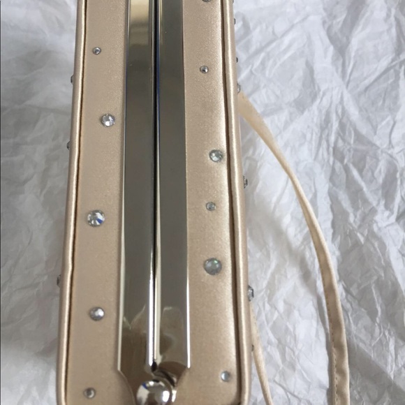 New cream silk crystals mini hand clutch bag bride - Picture 4 of 4